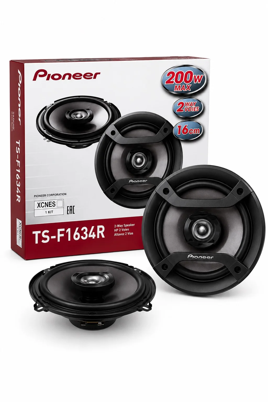 Par de Bocinas Pioneer 6.5” 200W Máx. 2 Vías (Modelo): TS-F1634R